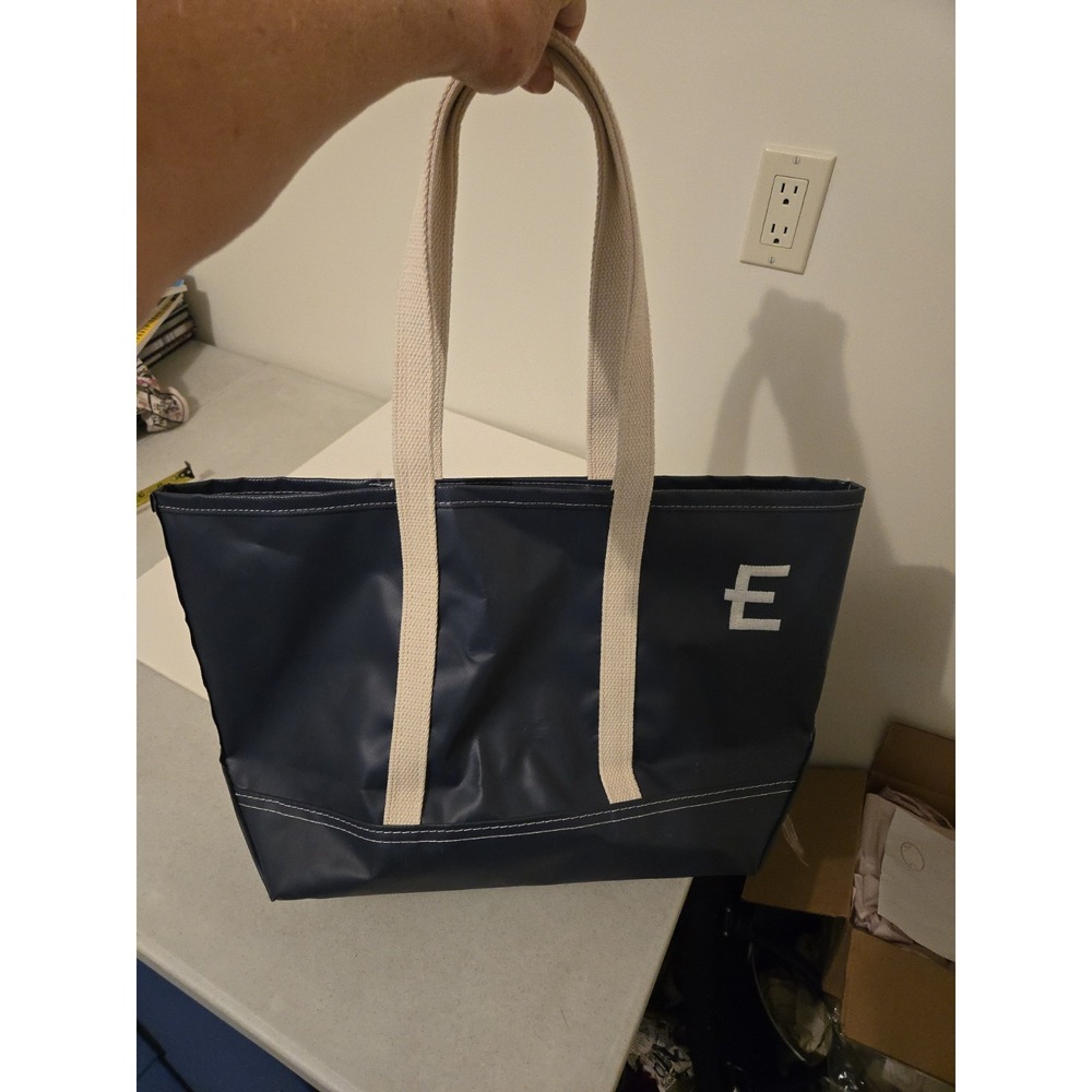Mark & Graham x Steele Waterproof Basket Corp Navy Tote Bag mono "E" Medium
